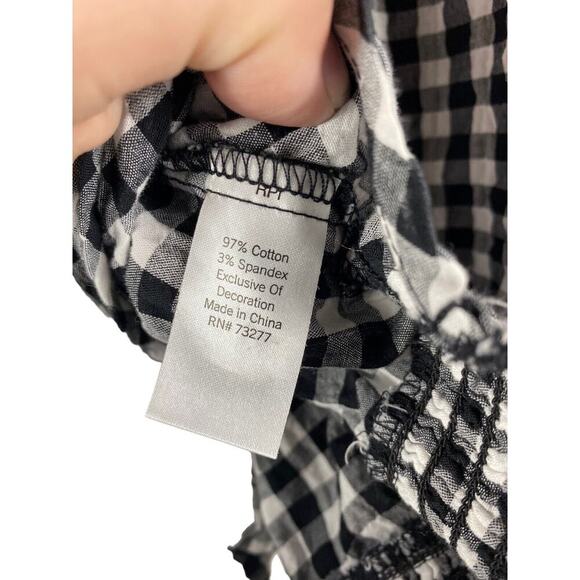 Gingham Crop Top Size XL Teens Juniors Womens Black & White Check So Coquette - Picture 8 of 8